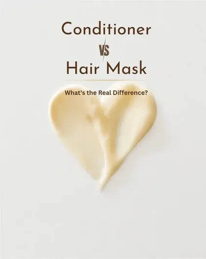 Conditioner vs hair mask comparison — cream texture in heart shape representing haircare routine