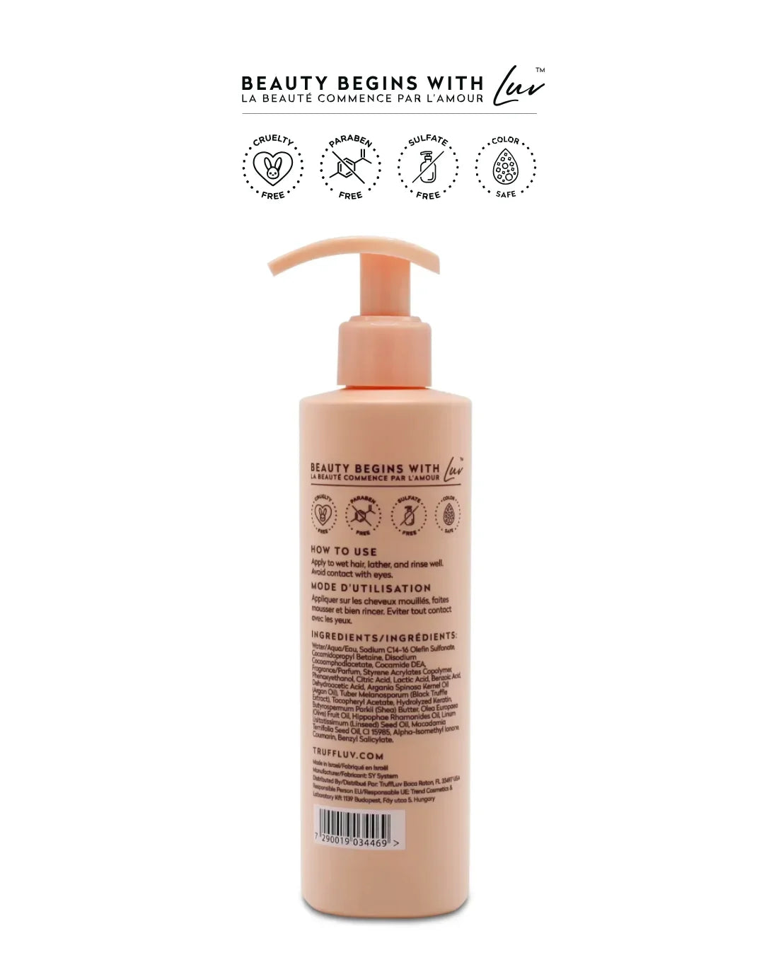 TruffLuv Argan Shampoo - best shampoo for hair with cruelty-free, vegan, paraben-free ingredients and clean formula