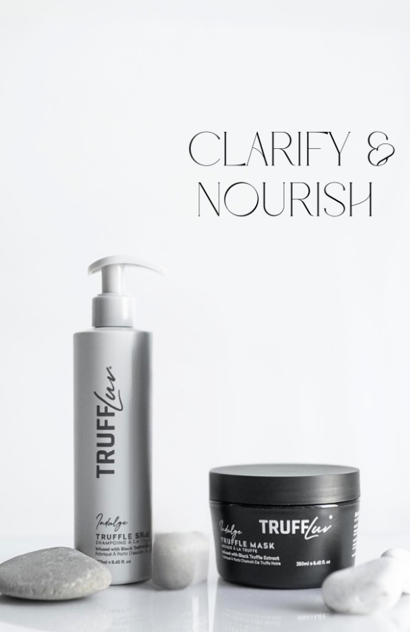 TruffLuv Truffle Shampoo and Truffle Mask combo - clarify and nourish routine with black truffle extract